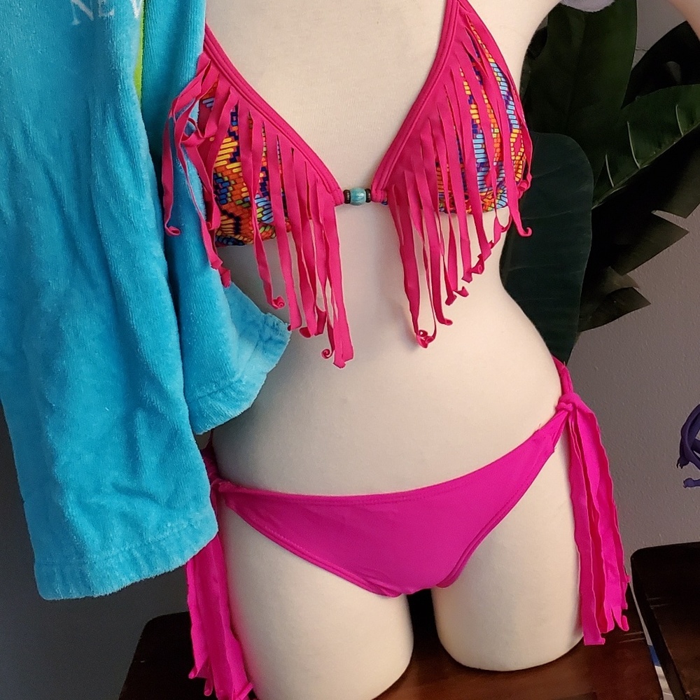 Pink frilly vibrant bikini